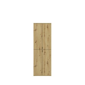Armoire de rangement 8 portes avec miroirs + penderie + tiroirs – Chêne clair – BODITE 