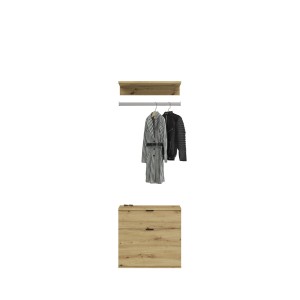 Armoire de rangement 10 portes avec miroirs + penderie + 2 tiroirs – Chêne clair – BODITE 
