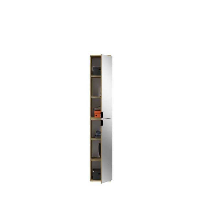 Armoire 2 portes avec miroir – Chêne clair – BODITE 
