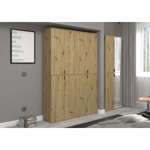 Armoire 2 portes avec miroir – Chêne clair – BODITE 