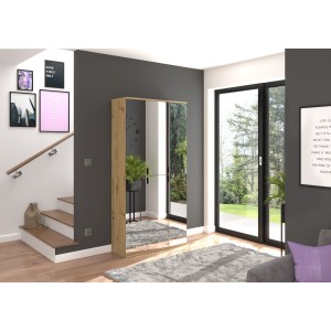 Armoire 2 portes avec miroir – Chêne clair – BODITE 