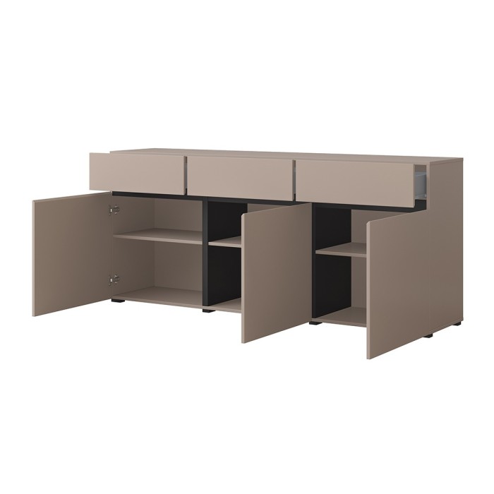 Ensemble meubles de salon HAVANA – Buffet haut, meuble TV, buffet bas – Design moderne beige et noir