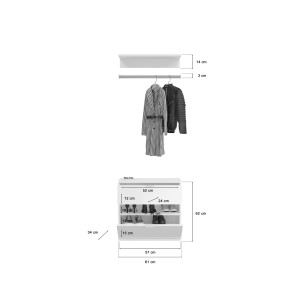 Armoire de rangement 6 portes, 4 miroirs, 2 tiroirs et une penderie – Blanc et chêne – BODITE 