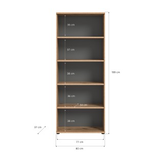 Bibliothèque 5 niches – Chêne clair et gris foncé – SELMA 