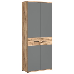 Armoire de rangement de bureau 2 portes – Gris anthracite et chêne clair – SELMA 