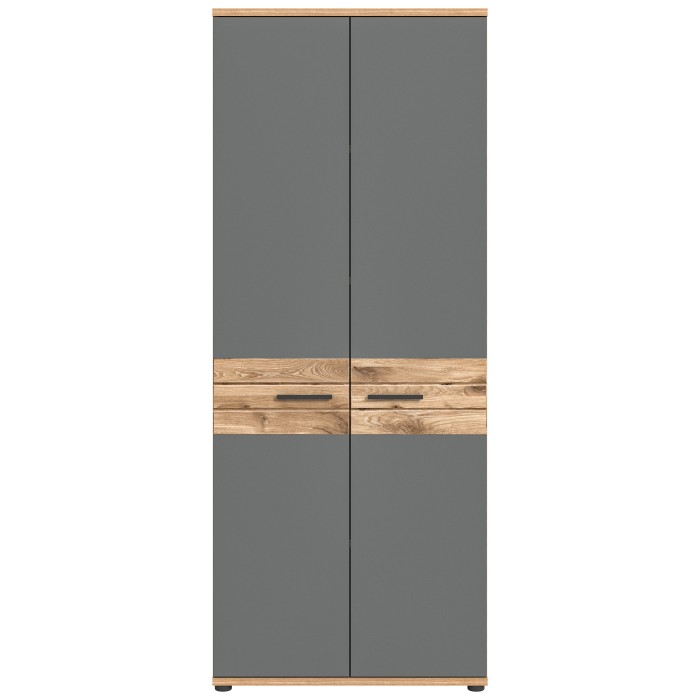 Armoire de rangement de bureau 2 portes – Gris anthracite et chêne clair – SELMA 