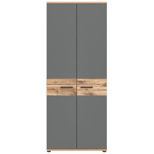 Armoire de rangement de bureau 2 portes – Gris anthracite et chêne clair – SELMA 