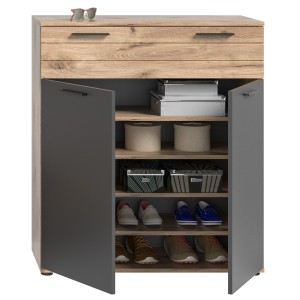 Buffet 2 portes et 1 tiroir – Gris anthracite et chêne clair – SELMA 