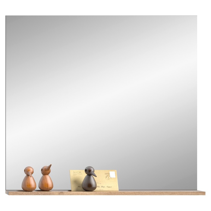 Miroir avec étagère – Gris anthracite et chêne clair – SELMA 