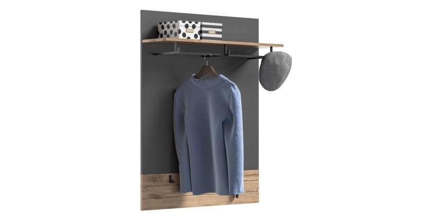 Porte manteaux avec étagère – Gris anthracite et chêne clair – SELMA 