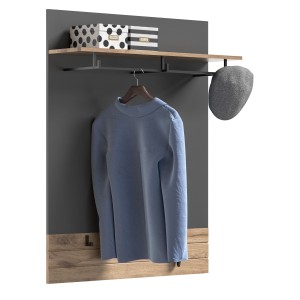 Porte manteaux avec étagère – Gris anthracite et chêne clair – SELMA 
