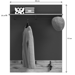 Porte manteaux avec étagère – Gris anthracite et chêne clair – SELMA 