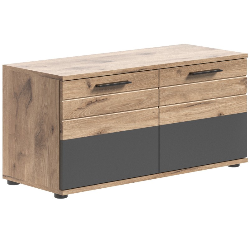 Meuble à chaussures 2 portes – Gris anthracite et chêne clair – SELMA 