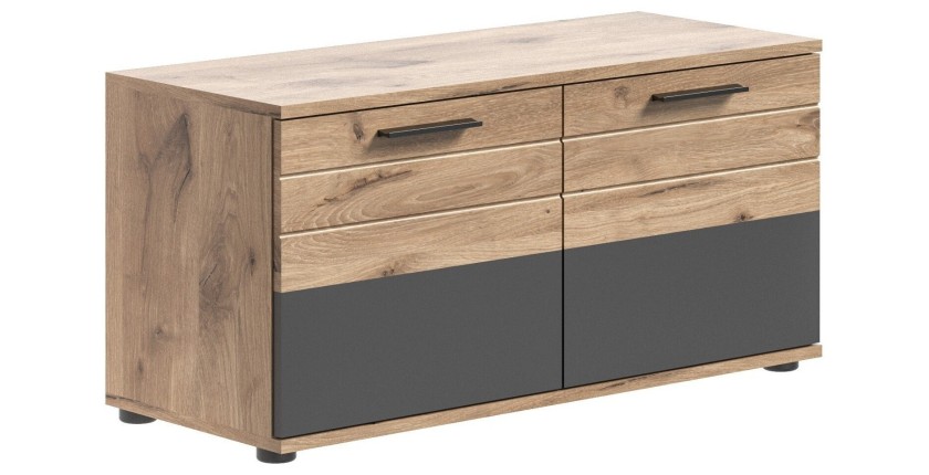 Meuble à chaussures 2 portes – Gris anthracite et chêne clair – SELMA 