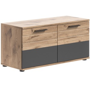 Meuble à chaussures 2 portes – Gris anthracite et chêne clair – SELMA 