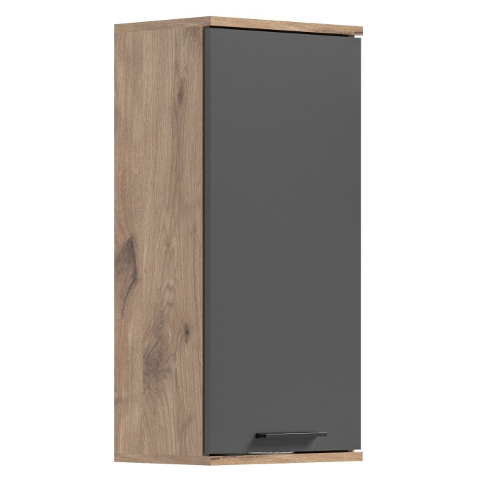Demi colonne de salle de bain 1 porte – Gris anthracite et chêne clair – SELMA 