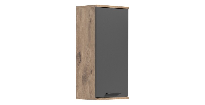Demi colonne de salle de bain 1 porte – Gris anthracite et chêne clair – SELMA 