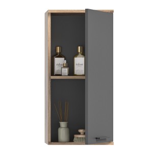 Demi colonne de salle de bain 1 porte – Gris anthracite et chêne clair – SELMA 