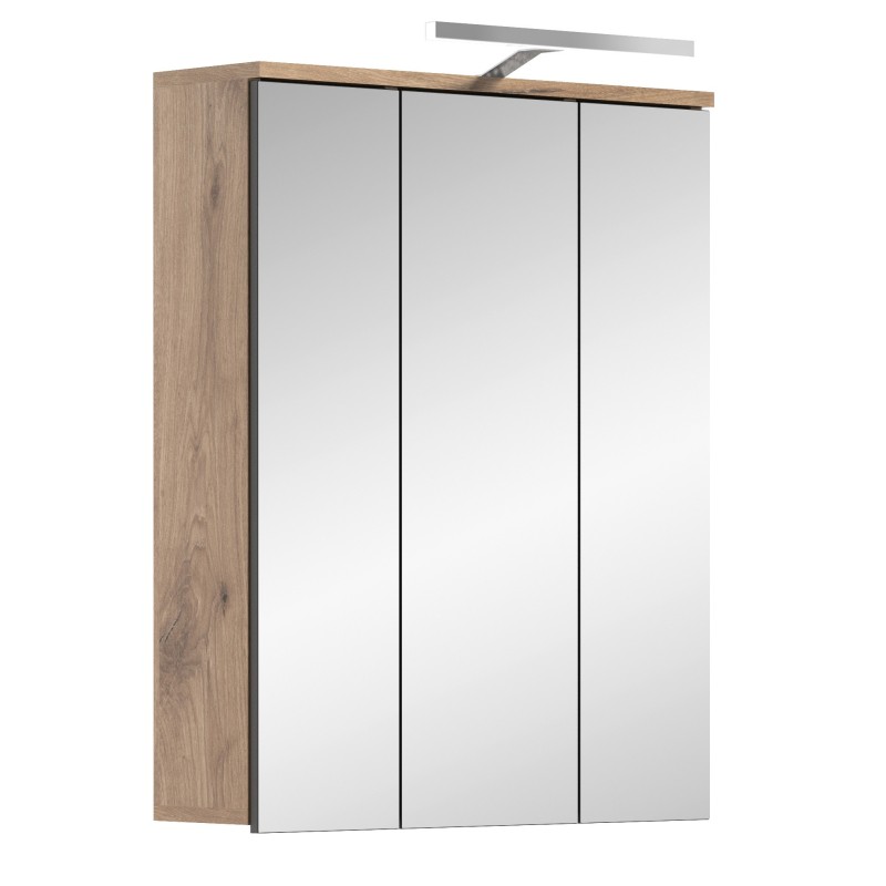 Armoire de rangement avec miroirs – Gris anthracite et chêne clair – SELMA 