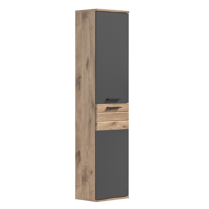 Colonne de rangement suspendu – Gris anthracite et chêne clair – SELMA 