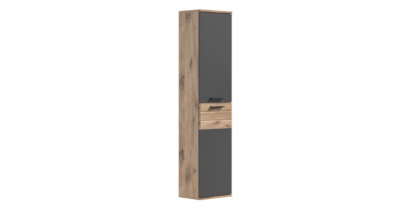 Colonne de rangement suspendu – Gris anthracite et chêne clair – SELMA 