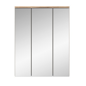 Ensemble de salle de bain : meuble sous vasque + armoire de rangement avec miroirs et LED – Gris anthracite et chêne clair – SEL