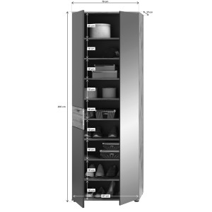 Ensemble de meuble d'entrée : armoire avec miroir + meuble à chaussures + miroir – Gris anthracite et chêne clair – SELMA 