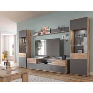 Étagère – Gris anthracite et chêne clair – SELMA 