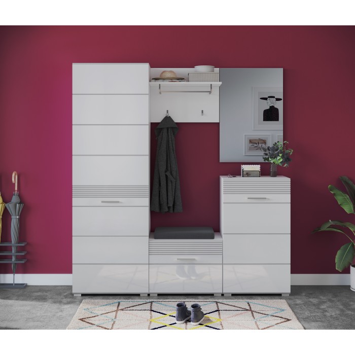 Porte manteau avec étagère – Blanc Laqué – KLEANKIN 