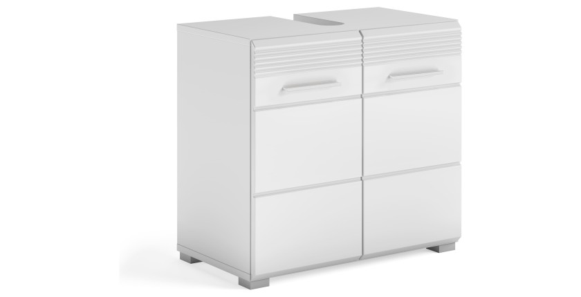 Meuble sous vasque 2 portes – Blanc laqué – KLEANKIN 