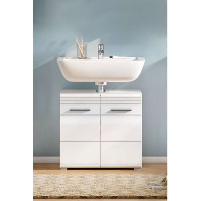 Meuble sous vasque 2 portes – Blanc laqué – KLEANKIN 