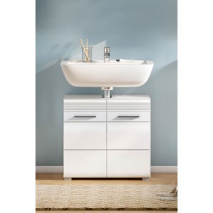 Meuble sous vasque 2 portes – Blanc laqué – KLEANKIN 