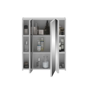 Meuble de rangement avec miroirs + LED – Blanc laqué – KLEANKIN 