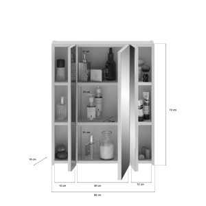 Ensemble de meuble de salle de bain : Meuble sous vasque + 2 demi colonne + Meuble de rangement avec miroir – Blanc laqué – KLEA
