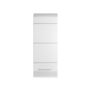 Ensemble de meuble de salle de bain : Meuble sous vasque + 2 demi colonne + Meuble de rangement avec miroir – Blanc laqué – KLEA