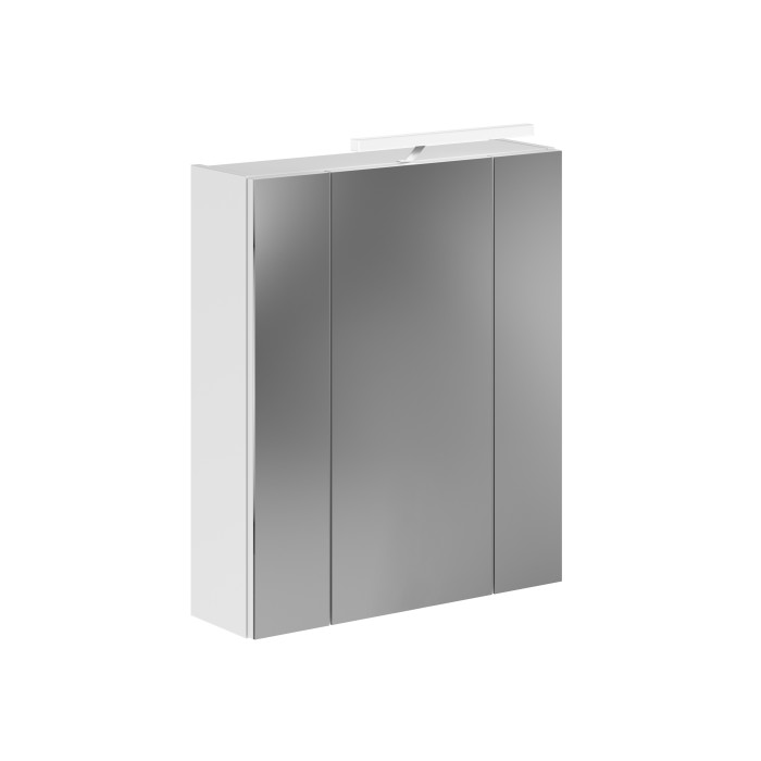 Ensemble de salle de bain : meuble sous vasque + meuble de rangement avec miroir – Blanc laqué – KLEANKIN 