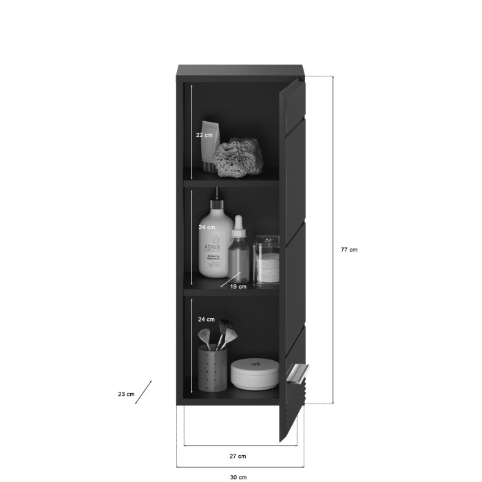 Demi colonne de salle de bain – Noir laqué – KLEANKIN 