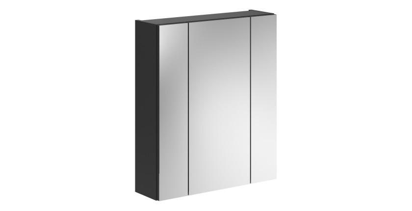 Meuble de rangement avec miroir – Noir laqué – KLEANKIN 