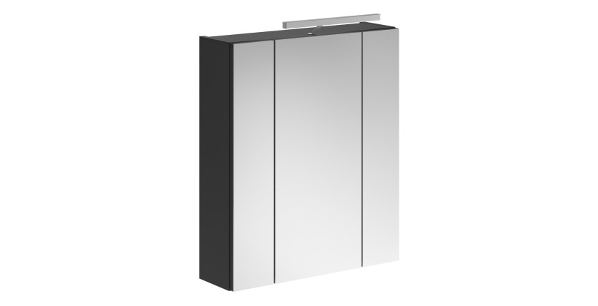 Meuble de rangement avec miroir et LED – Noir laqué – KLEANKIN 