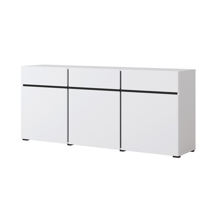 Ensemble meubles de salon HAVANA – Buffet haut, meuble TV, buffet bas – Design moderne blanc et noir