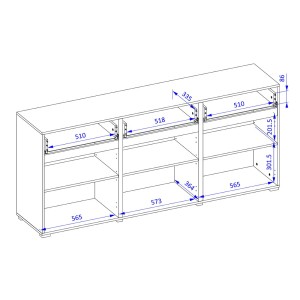 Ensemble meubles de salon HAVANA – Buffet haut, meuble TV, buffet bas – Design moderne chêne et noir