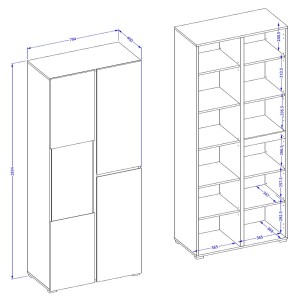Vitrine haute 2 portes collection HAVANA avec LED intégrée. Coloris beige et noir.