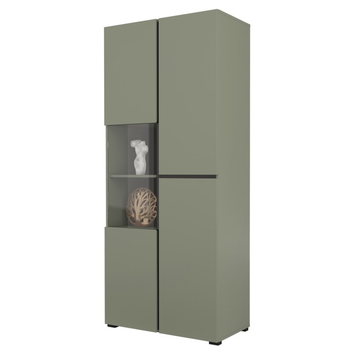 Ensemble de 4 meubles collection HAVANA coloris vert sauge. Meuble TV XL, vitrine, table basse, étagère