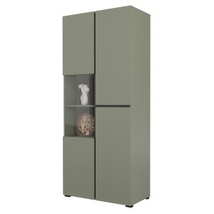 Ensemble de 4 meubles collection HAVANA coloris vert sauge. Meuble TV XL, vitrine, table basse, étagère