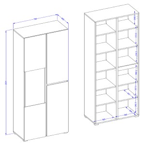 Ensemble de 4 meubles collection HAVANA coloris vert sauge. Meuble TV XL, vitrine, table basse, étagère