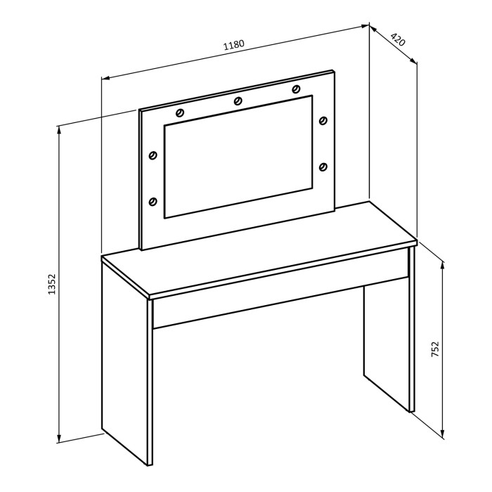 Coiffeuse DIVA blanche – Avec miroir, tiroir et éclairage LED – Élégance et fonctionnalité