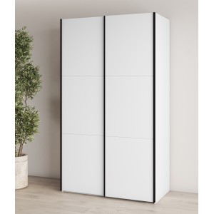 Armoire SLIDE – 120 cm – 2 portes coulissantes – Coloris blanc – Aménagement penderie ou étagères