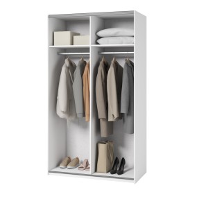 Armoire SLIDE – 120 cm – 2 portes coulissantes – Coloris blanc – Aménagement penderie ou étagères