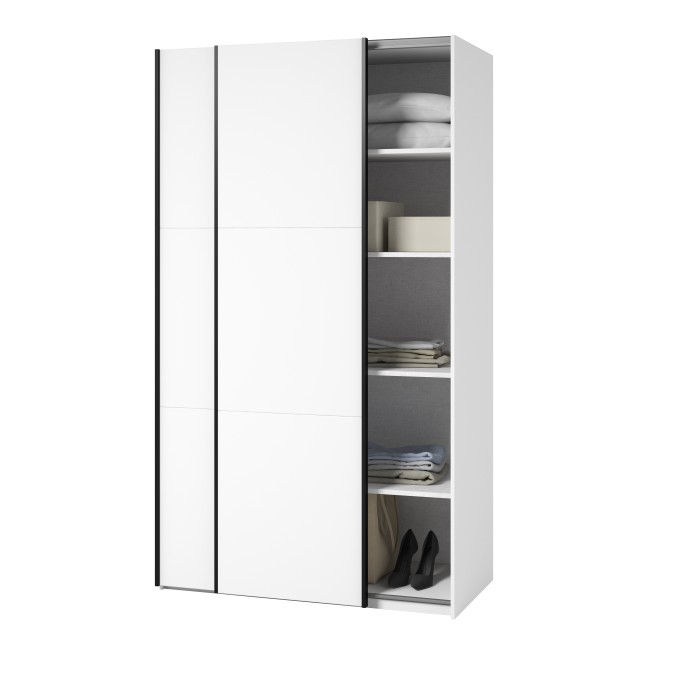 Armoire SLIDE – 120 cm – 2 portes coulissantes – Coloris blanc – Aménagement penderie ou étagères