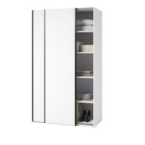 Armoire SLIDE – 120 cm – 2 portes coulissantes – Coloris blanc – Aménagement penderie ou étagères